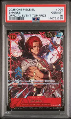 2025 One Piece Promos Official Event Top 8 Prize OP09-004 Shanks PSA 10 - Image 1