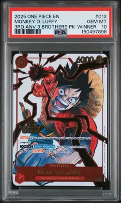 2025 ONE PIECE 3RD ANNIVERSARY WINNER 3 BROTHERS MONKEY D. LUFFY PSA 10 - Image 1