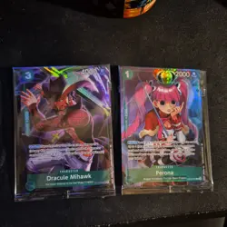 One Piece CCG Perona OP09-024 SR Dracule Mihawk ST12-003 SR Sealed Promos - Image 1