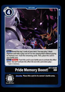 Pride Memory Boost! BT7-105 Black Digimon Card CCG Trading Card - Image 1