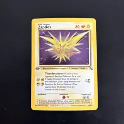 Pokemon Card Zapdos 15/62 Fossil 1st Edition Holo Foil WOTC Vintage MP 1999 - Image 1
