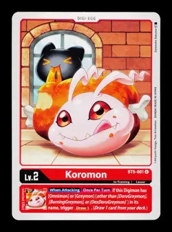 Koromon BT5-001 Red Digimon Card CCG Trading Card - Image 1