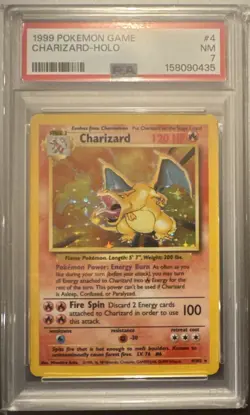 1999 POKEMON BASE SET UNLIMITED #4 CHARIZARD - HOLO PSA 7 NEW CERT!!! - Image 1