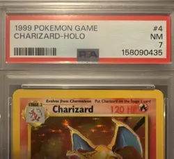 1999 POKEMON BASE SET UNLIMITED #4 CHARIZARD - HOLO PSA 7 NEW CERT!!! - Image 3