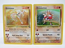 Hitmonchan 7 Base - Hitmonlee 7 Fossil - 1999 Pokemon WOTC Holo Combo Bundle LP - Image 1