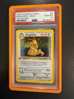 Pokemon Dragonite Fossil 1st Edition Holo Rare #4/62 PSA 10 Gem Mint Card - Image 1