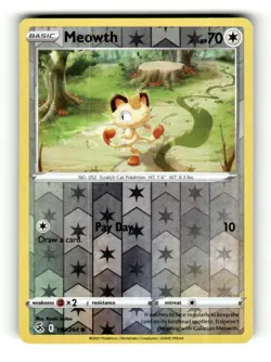 Meowth 199/264 Common Fusion Strike Pokemon Reverse Holo Lightly Played - Image 1