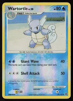 Wartortle 75/132 Uncommon Secret Wonders Pokemon Reverse Holo Heavily Played - Image 1