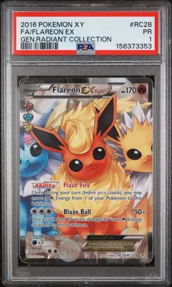 PSA 1👀 2016 POKEMON XY GENERATIONS RADIANT COLLECTION #RC28 FULL ART/FLAREON EX - Image 1