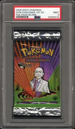 PSA 9 1st Edition Gym Challenge Booster Pack Blaine Art Pokemon WOTC - Image 1