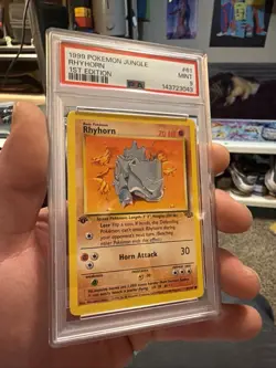 1999 Pokemon Jungle Rhyhorn 1st Edition #61 PSA 9 Mint WOTC Vintage - Image 1