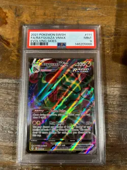 POKEMON 2021 Evolving Skies Full Art RAYQUAZA Vmax #111 PSA 9 Mint RARE 2 - Image 1