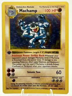 Pokemon Machamp 1st Edition Base Set Shadowless (8/102) WOTC 1999 - Image 1