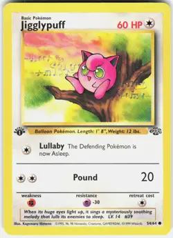 Jigglypuff 54/64 Common Jungle Pokemon 1st Edition HP - Image 1