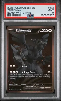 Pokemon TCG Zekrom EX Black Bolt Card 172/086, Graded PSA 9 Mint - Image 1