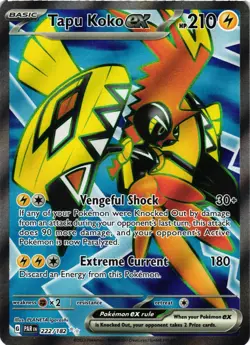 Pokemon TCG Tapu Koko ex 222/182 Paradox Rift NM - Image 1