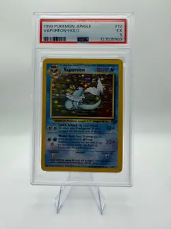 1999 Pokemon Jungle Vaporeon Holo #12 PSA 5 EX WOTC Vintage Unlimited 12/64 - Image 1