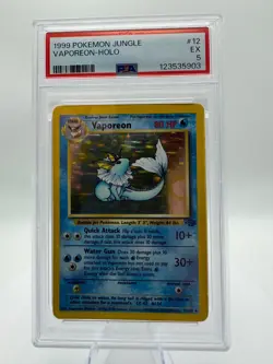1999 Pokemon Jungle Vaporeon Holo #12 PSA 5 EX WOTC Vintage Unlimited 12/64 - Image 2