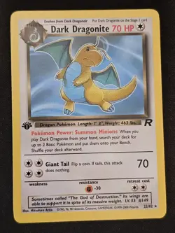 Pokemon TCG Dark Dragonite 22 Team Rocket 1st Ed Mint Near Mint - Image 1