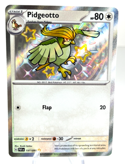 Pidgeotto 197/091 - Paldean Fates - Shiny Rare - Pokemon - NM - Image 1