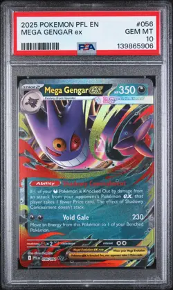 2025 POKEMON PFL EN-PHANTASMAL FLAMES #056 MEGA GENGAR EX PSA 10 - Image 1