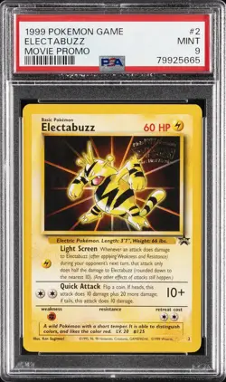 1999 POKEMON GAME MOVIE MOVIE PROMO #2 ELECTABUZZ PSA 9 - Image 1