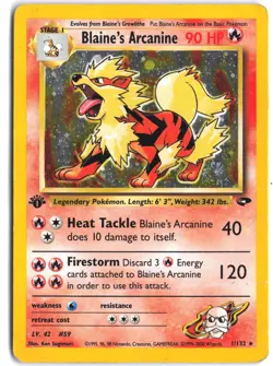 1st Edition, Blaine's Arcanine 1/132 Holo Rare Gym Challenge Pokemon - Image 1