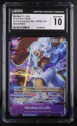 One Piece Monkey D Luffy OP05-119 2nd Anniversary Set Promo CGC 10 - Image 1