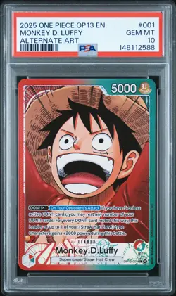 2025 One Piece Op13-001 Carrying On His Will Monkey D. Luffy Alt Art PSA 10 #001 - Image 1