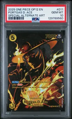 2025 One Piece OP12 En Portgas D Ace Special Alternate Art #011 PSA 10 Gem Mint - Image 1