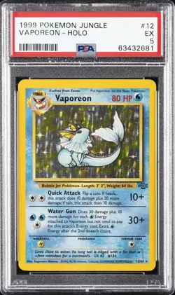 1999 POKEMON JUNGLE #12 VAPOREON-HOLO PSA 5 - Image 1