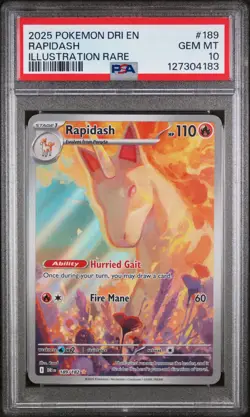 PSA 10 GEM Mint Rapidash 189/182 Illustration Rare - Pokemon DRI SV10 - Image 1