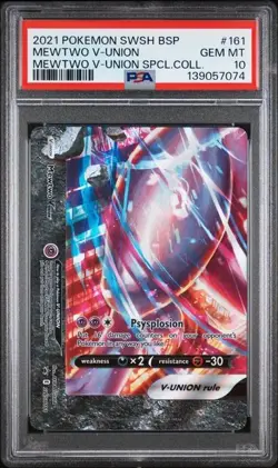 2021 POKEMON SWSH BLACK STAR PROMO #161 MEWTWO V-UNION PSA 10 - Image 1