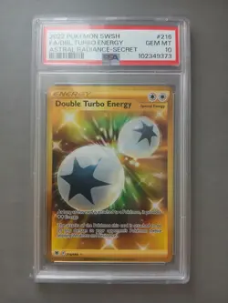 2021 Pokemon Astral Radiance #216 Double Turbo Energy 216/189 Secret Rare PSA 10 - Image 1
