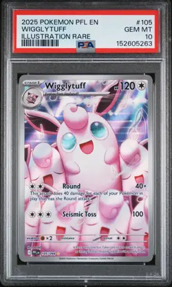 2025 POKEMON PFL EN-PHANTASMAL FLAMES ILLUSTRATION RARE #105 WIGGLYTUFF PSA 10 - Image 1