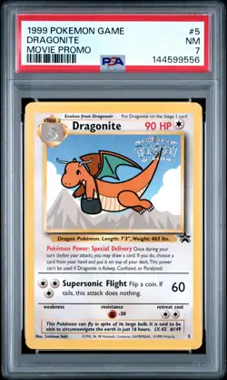 1999 POKEMON GAME MOVIE PROMO #5 DRAGONITE PSA 7 - Image 1