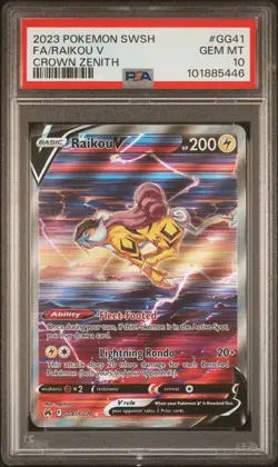 PSA 10 Raikou V #GG41 Pokemon Crown Zenith - Image 1