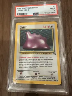 1999 POKEMON FOSSIL #3 DITTO-HOLO PSA 9 MINT - Image 3