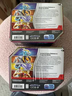 New & Sealed Set of 2-Pokemon TCG Tins (Gouging Fire EX & Raging Bolt EX) - Image 2