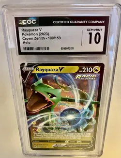 Pokemon Rayquaza V 100/159 Crown Zenith Holo CGC 10 Gem Mint 2023 Card - Image 1