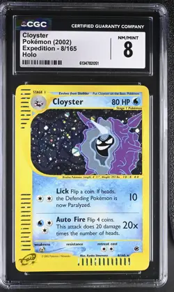 CGC 8 NM/MINT Cloyster 8/165 Expedition Holo Pokemon Card - Image 1