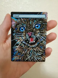 Hand Painted MTG Island Kitten Alter - Image 1