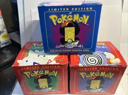 3 Pokemon Togepi, Jigglypuff, Poliwhirl Card Lot In 23k Gold 1999 Burger King!! - Image 1