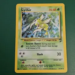 Pokemon TCG Scyther 17/130 Holo Rare Card 1999 Base Set 2 - Image 1