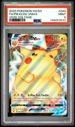 2020 POKEMON SWORD & SHIELD VIVID VOLTAGE #044 FULL ART/PIKACHU VMAX PSA 9 - Image 1