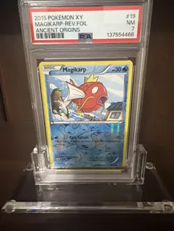 2015 POKEMON XY ANCIENT ORIGINS #19 MAGIKARP-REVERSE FOIL PSA 7 - Image 1
