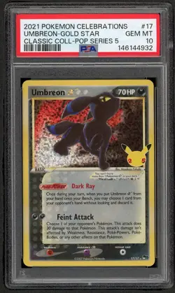 Umbreon gold Star 17 Celebrations Classic Collection Pokemon PSA 10 GEM MINT - Image 1