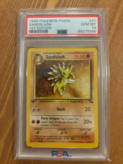 1999 POKEMON FOSSIL 1ST EDITION #41 SANDSLASH PSA 10 GEM MT - Image 1