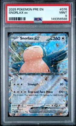 2025 Pokemon Prismatic Evolutions Snorlax ex Holo #076/131 PSA 9 - Image 1