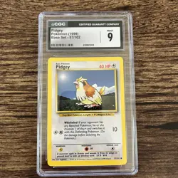 Pidgey Pokemon Base Set 58/102 CGC 9 Mint - Image 1